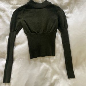 MM6 Dark Green Wool Crop Top